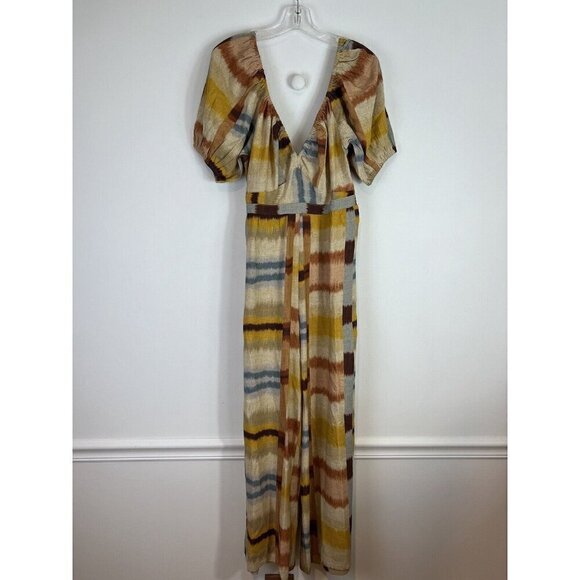 Anthropologie Ranna Gill Tie back Jumpsuit Medium Multicolor Boho Festival New - Picture 2 of 9